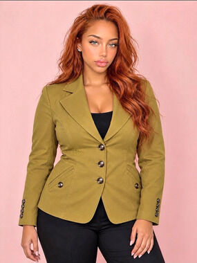 White House Black Market Olive Mustard Blazer – Size 12